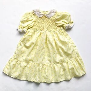 Vintage floral eyelet collar smocked dress 2/3T
